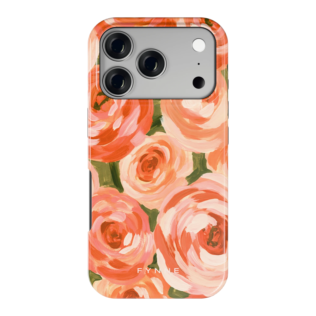 Geschilderde perzikrozen hoesje voor iPhone 17 Pro, achterkant
