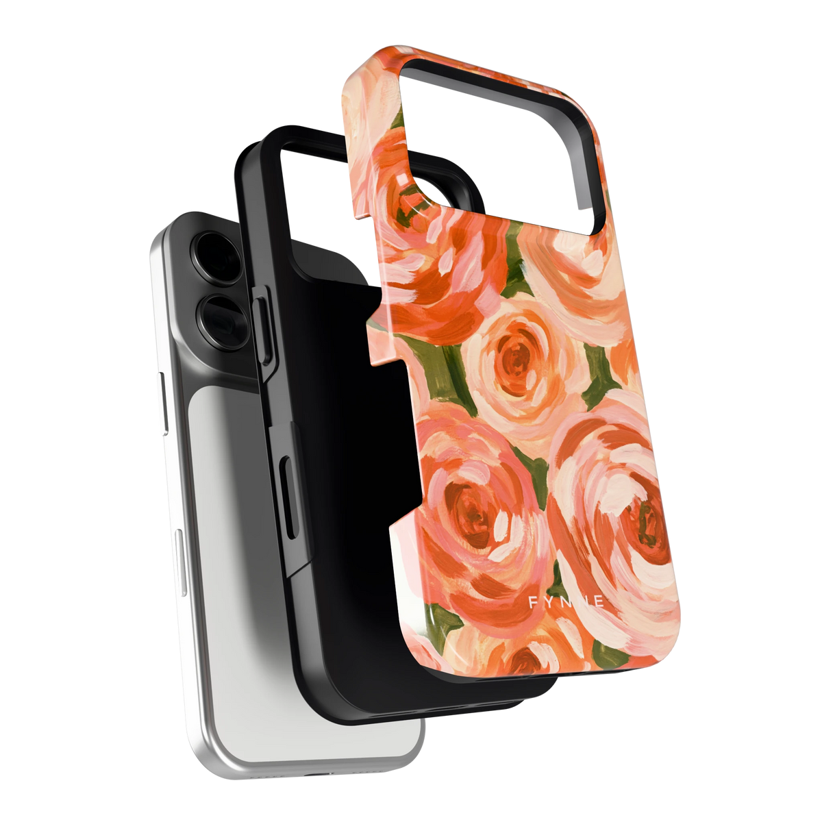 Geschilderde perzikrozen hoesje voor iPhone 17 Pro, los van de telefoon