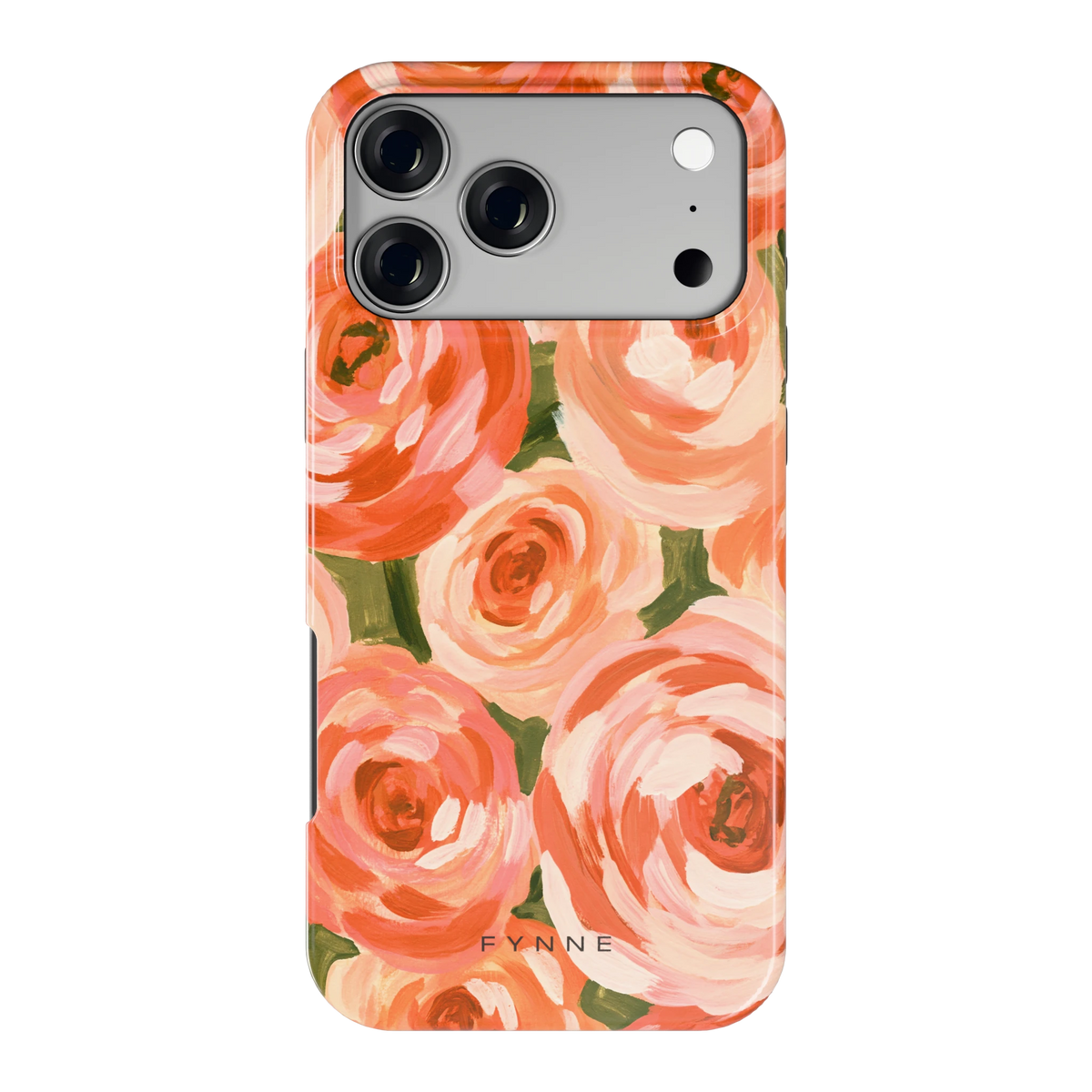 Geschilderde perzikrozen hoesje voor iPhone 17 Pro Max, achterkant