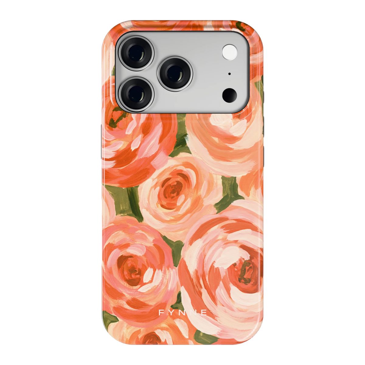 Geschilderde perzikrozen hoesje voor iPhone 18 Pro, achterkant