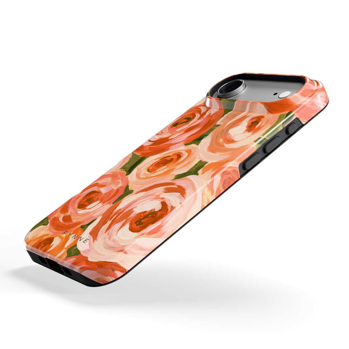 Geschilderde perzikrozen hoesje voor iPhone Air, schuin