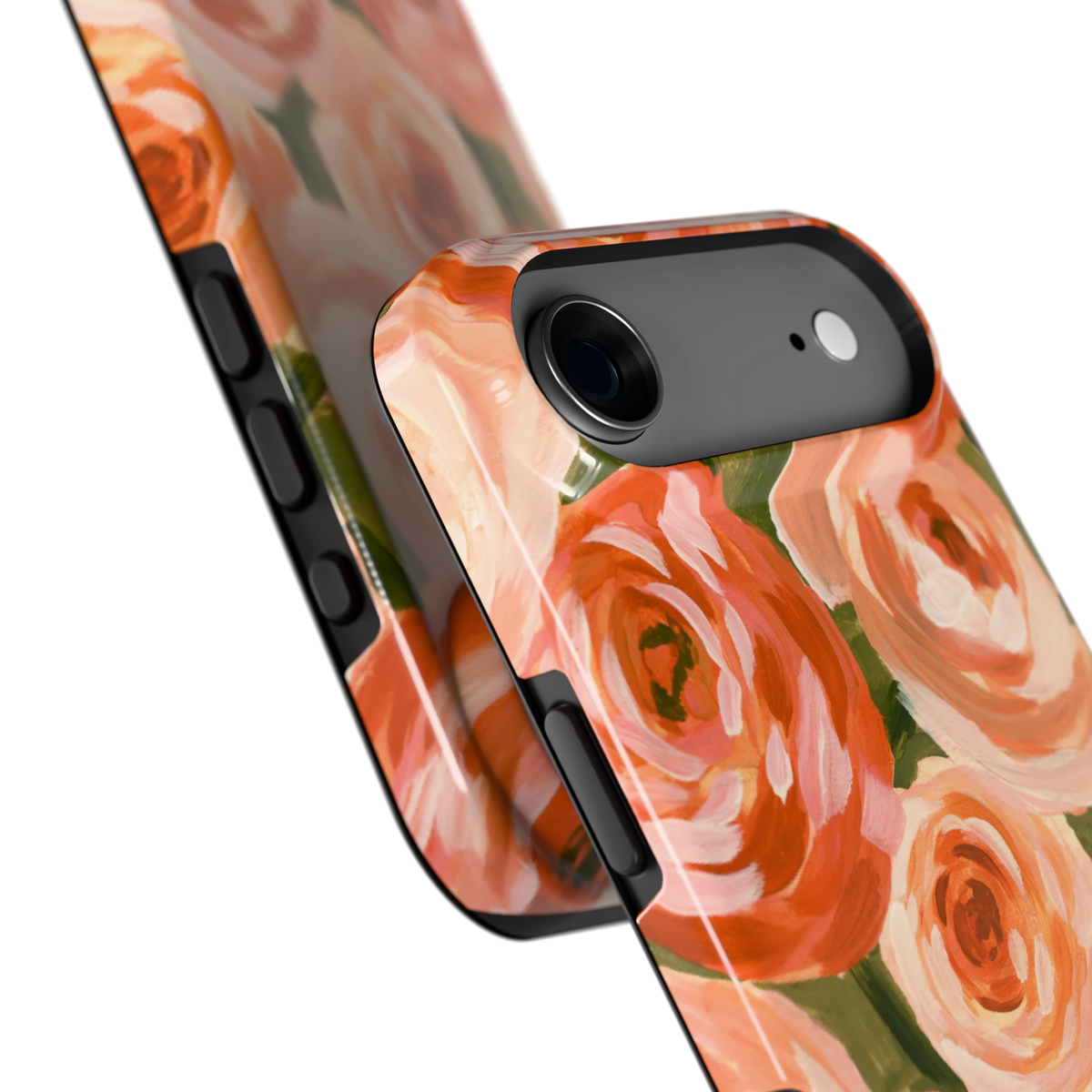 Geschilderde perzikrozen hoesje voor iPhone Air, close-up