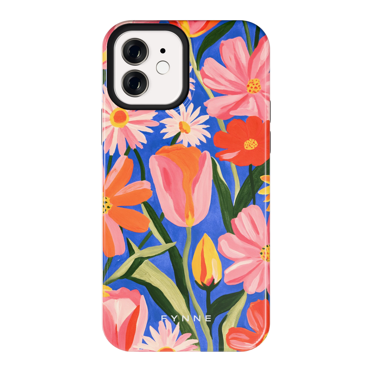 Geschilderde Tulpentuin hoesje voor iPhone 12, achterkant