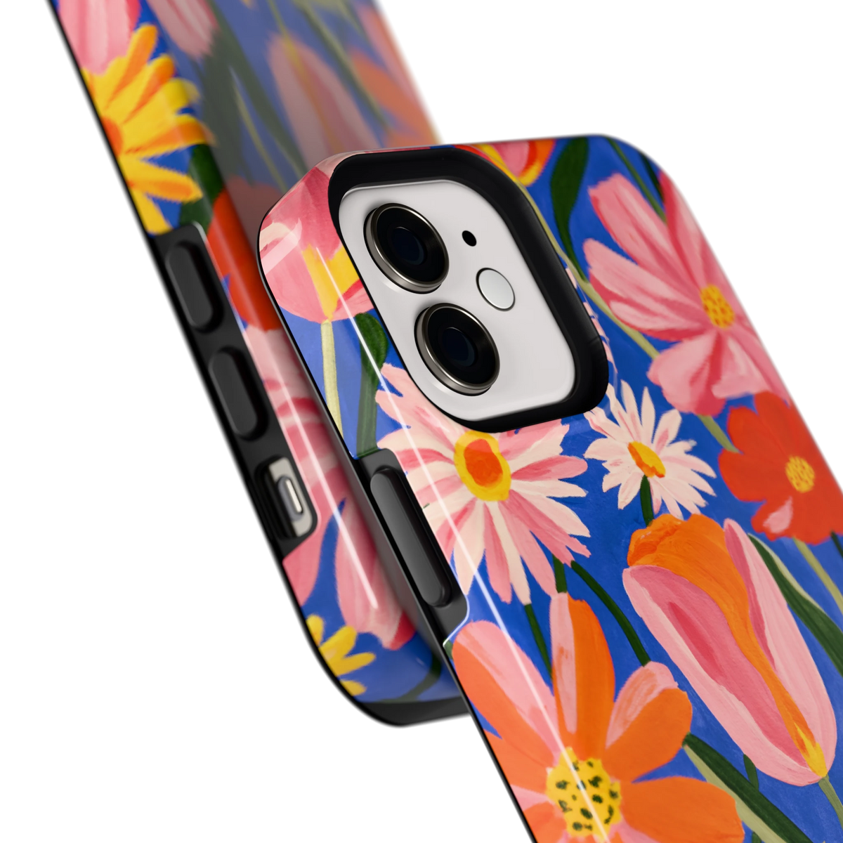 Geschilderde Tulpentuin hoesje voor iPhone 12, close-up