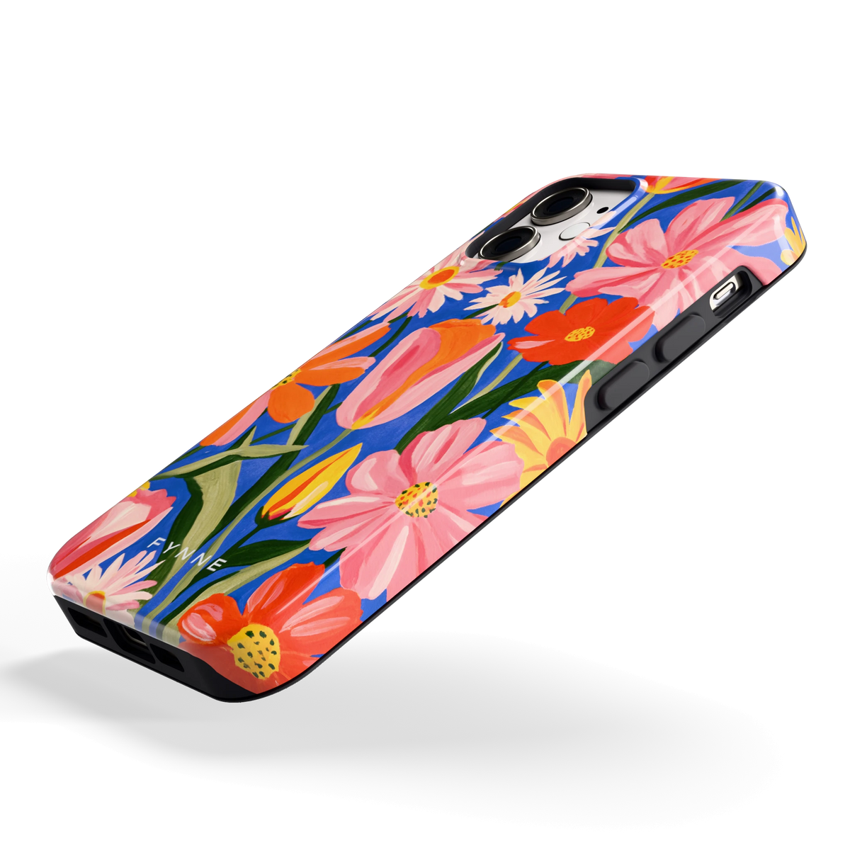 Geschilderde Tulpentuin hoesje voor iPhone 12 mini, schuin
