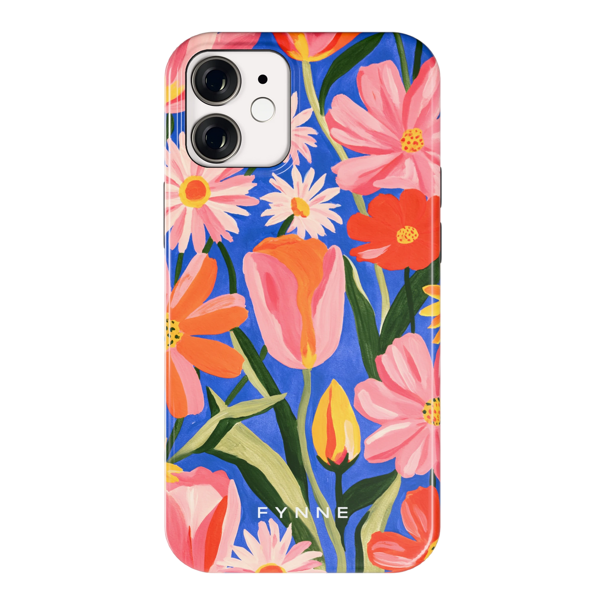 Geschilderde Tulpentuin hoesje voor iPhone 12 mini, achterkant