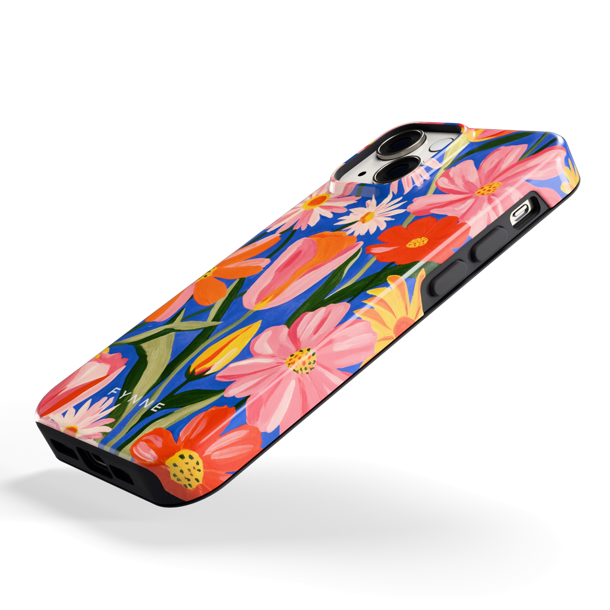 Geschilderde Tulpentuin hoesje voor iPhone 13 mini, schuin