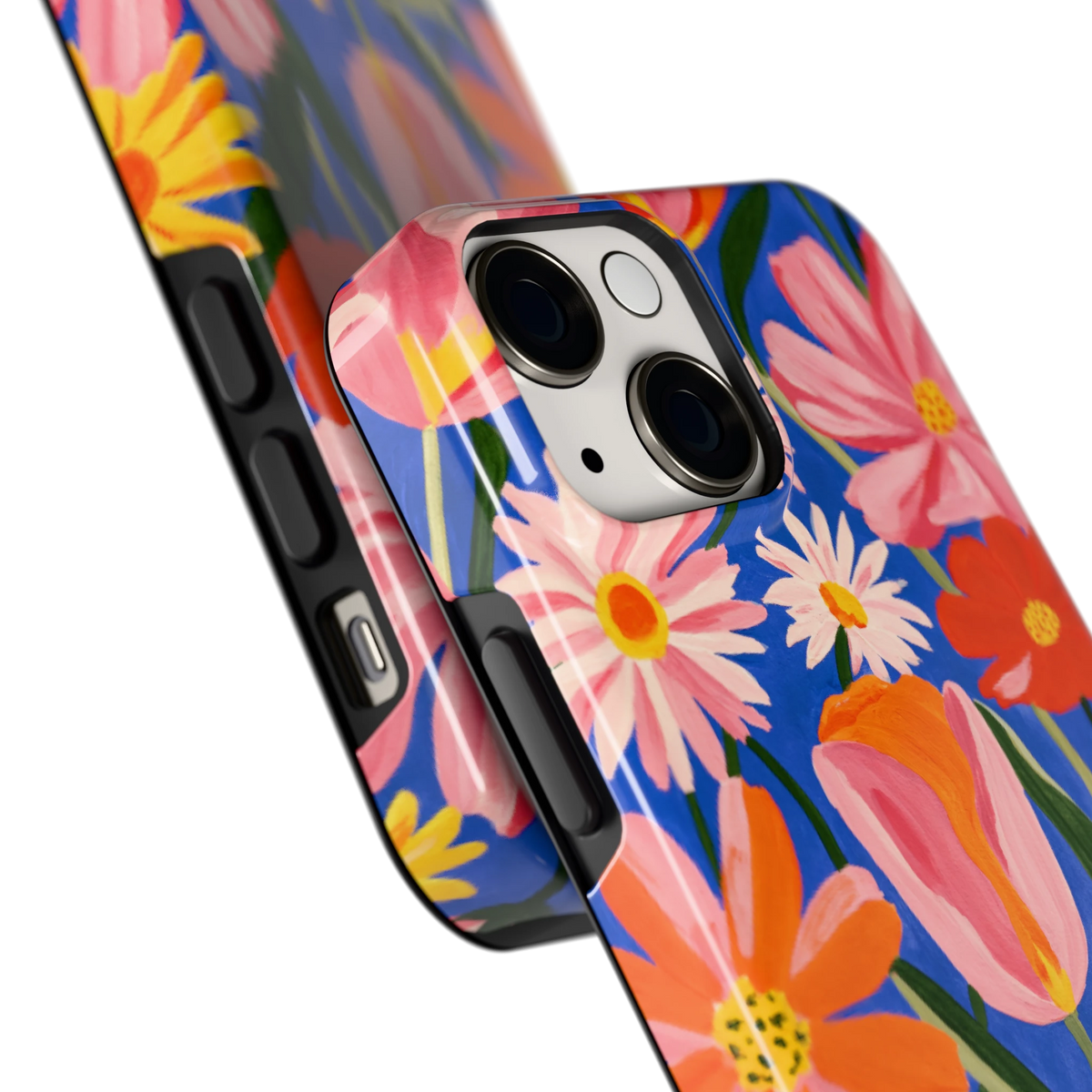 Geschilderde Tulpentuin hoesje voor iPhone 13 mini, close-up
