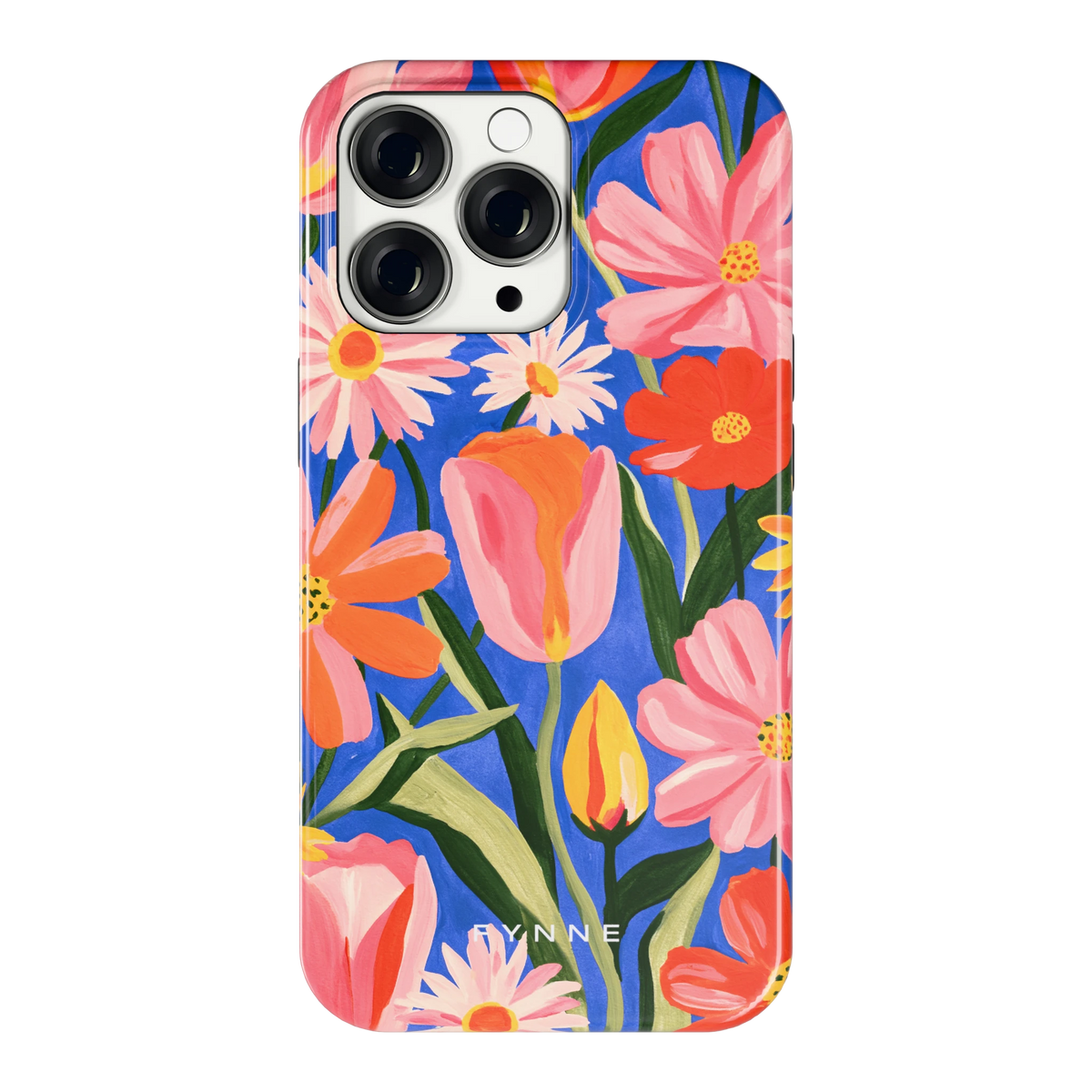 Geschilderde Tulpentuin hoesje voor iPhone 13 Pro, achterkant