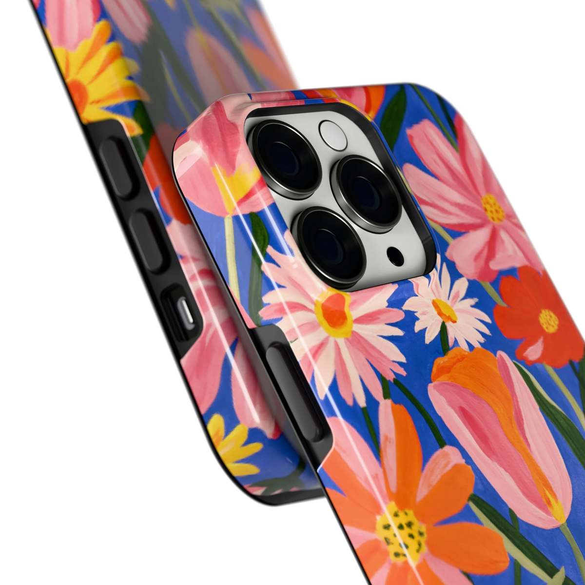 Geschilderde Tulpentuin hoesje voor iPhone 13 Pro, close-up