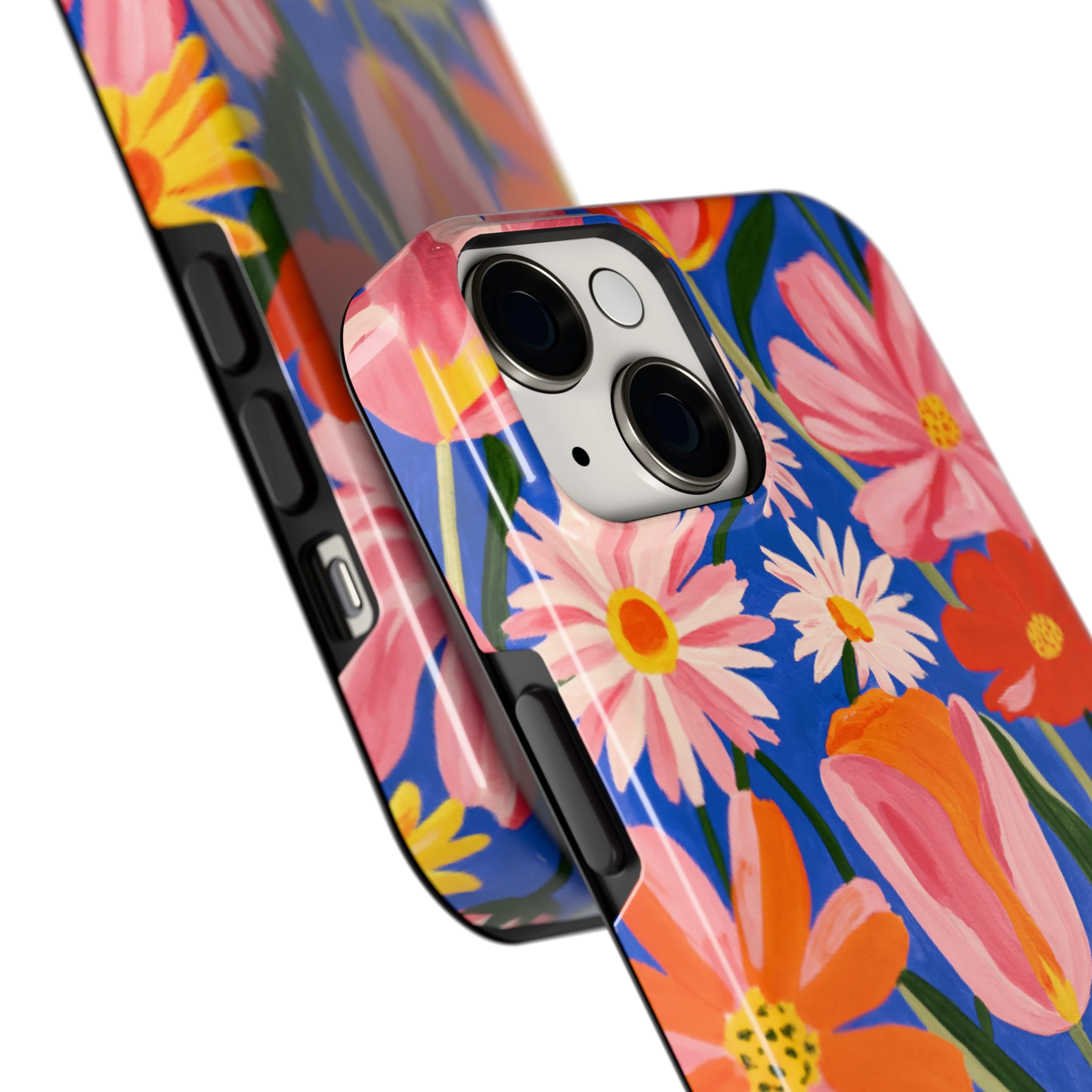 Geschilderde Tulpentuin hoesje voor iPhone 14, close-up