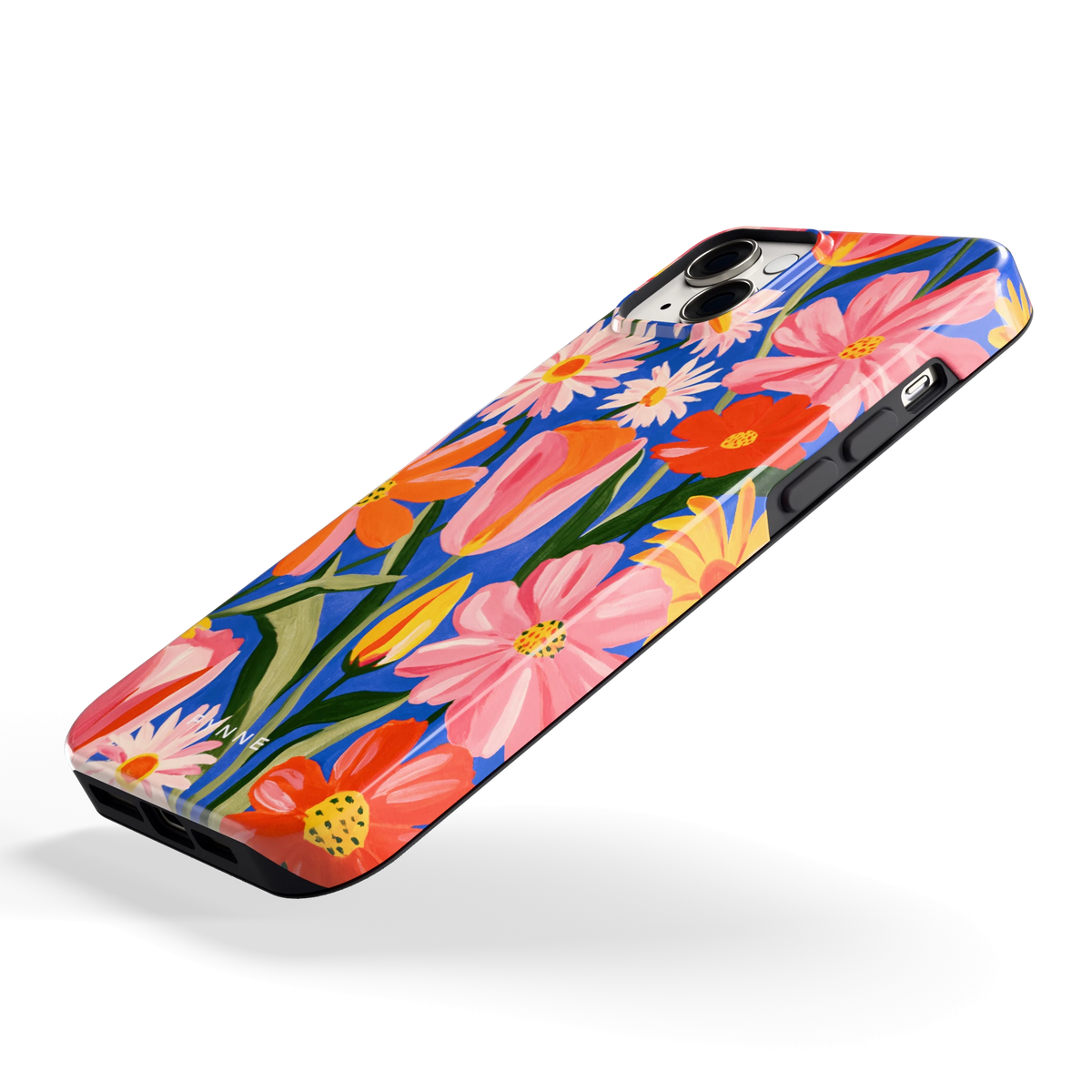 Geschilderde Tulpentuin hoesje voor iPhone 14 Plus, schuin
