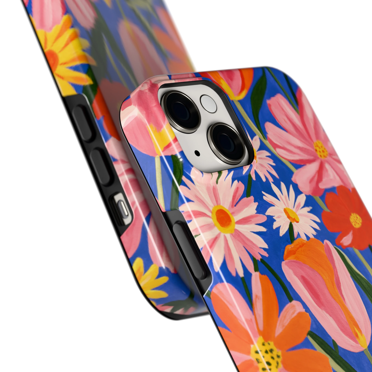 Geschilderde Tulpentuin hoesje voor iPhone 14 Plus, close-up