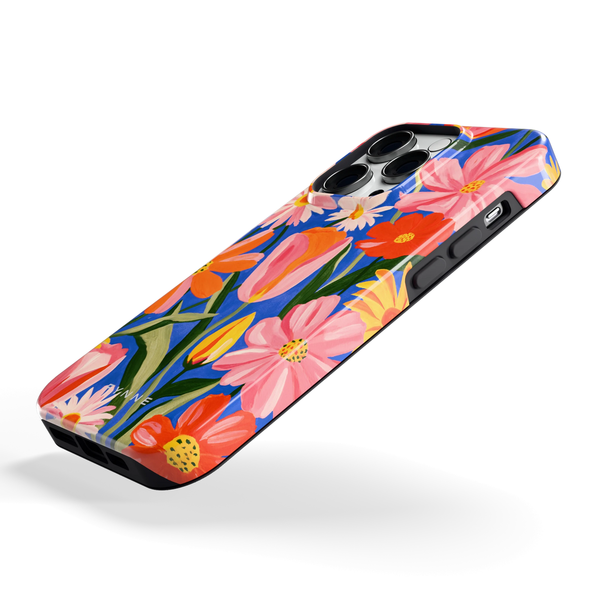 Geschilderde Tulpentuin hoesje voor iPhone 14 Pro, schuin