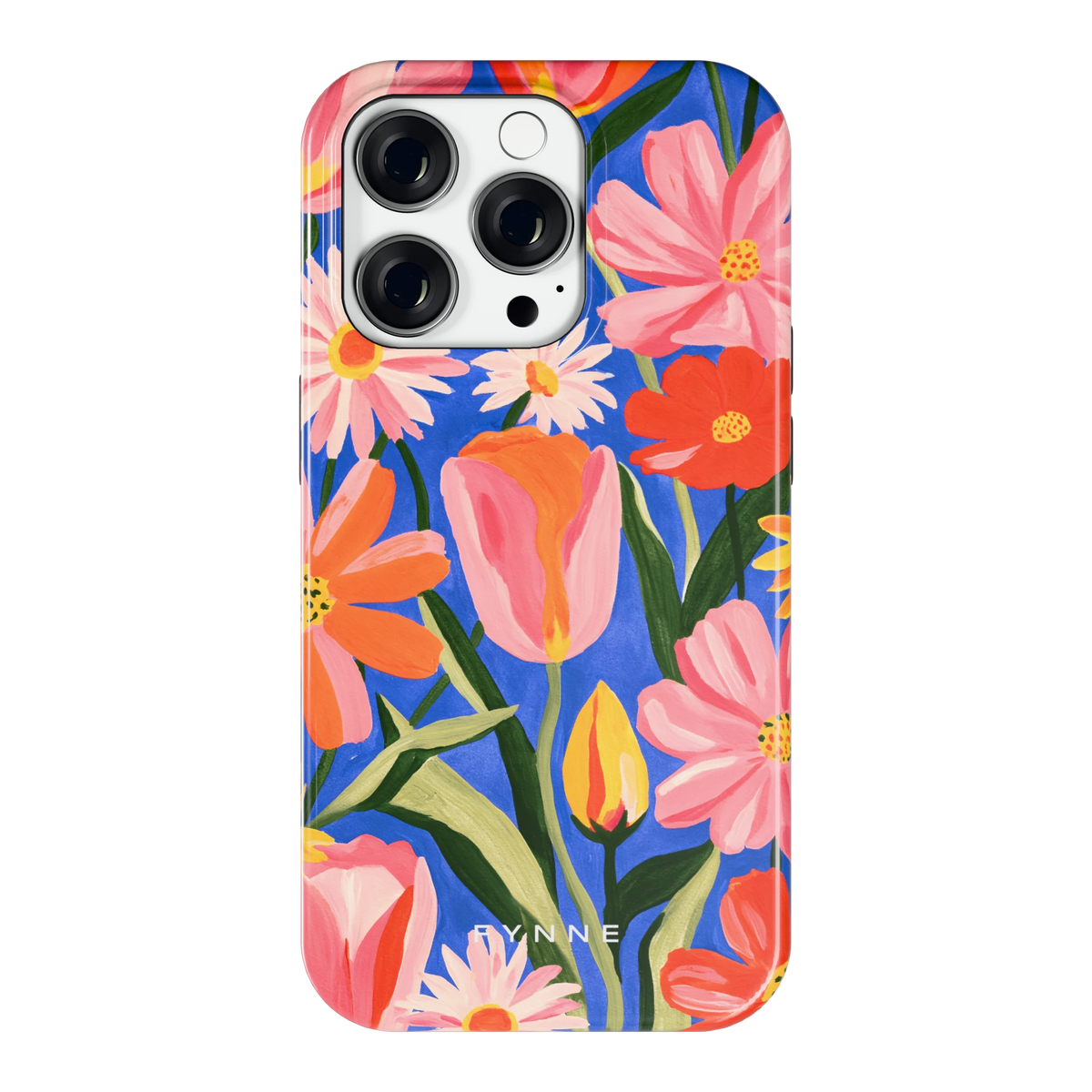 Geschilderde Tulpentuin hoesje voor iPhone 14 Pro, achterkant