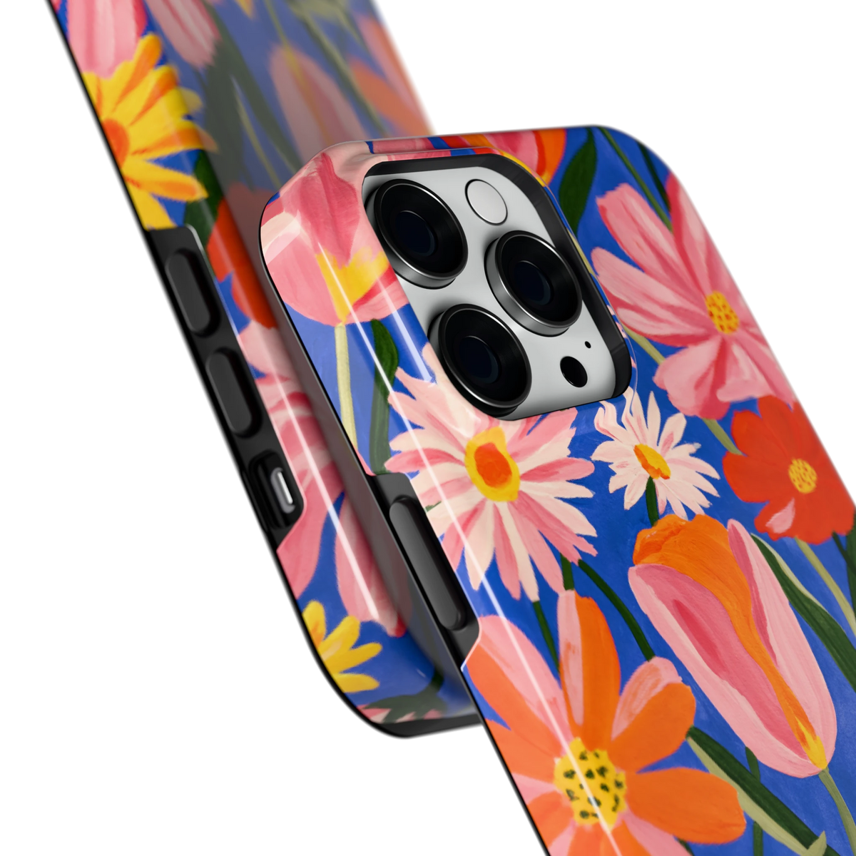 Geschilderde Tulpentuin hoesje voor iPhone 14 Pro Max, close-up