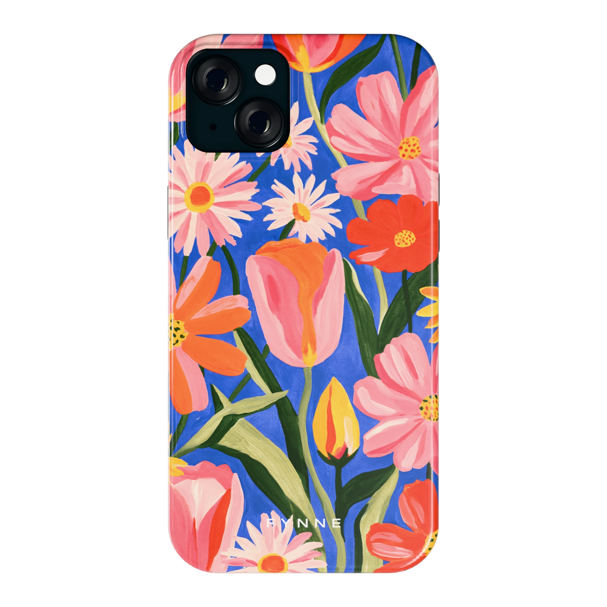 Geschilderde Tulpentuin hoesje voor iPhone 15 Plus, achterkant