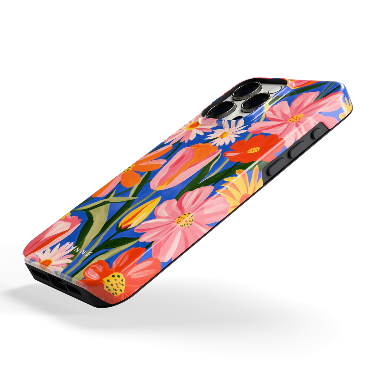 Geschilderde Tulpentuin hoesje voor iPhone 15 Pro Max, schuin