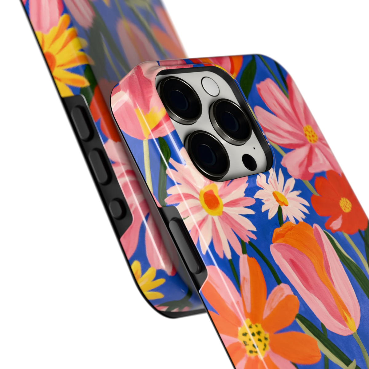 Geschilderde Tulpentuin hoesje voor iPhone 15 Pro Max, close-up