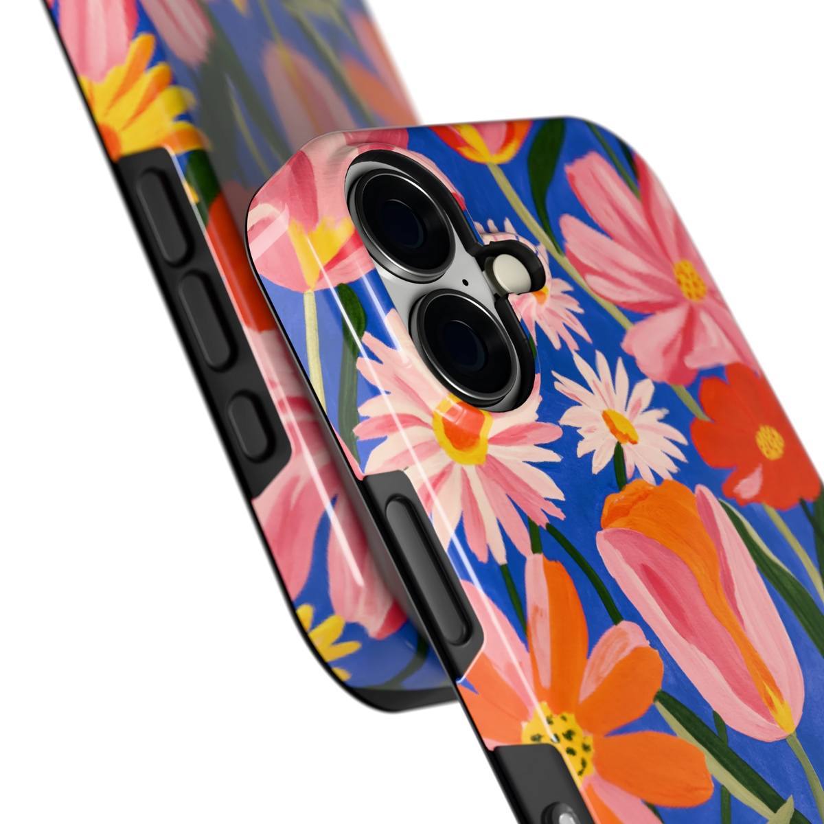 Geschilderde Tulpentuin hoesje voor iPhone 16, close-up