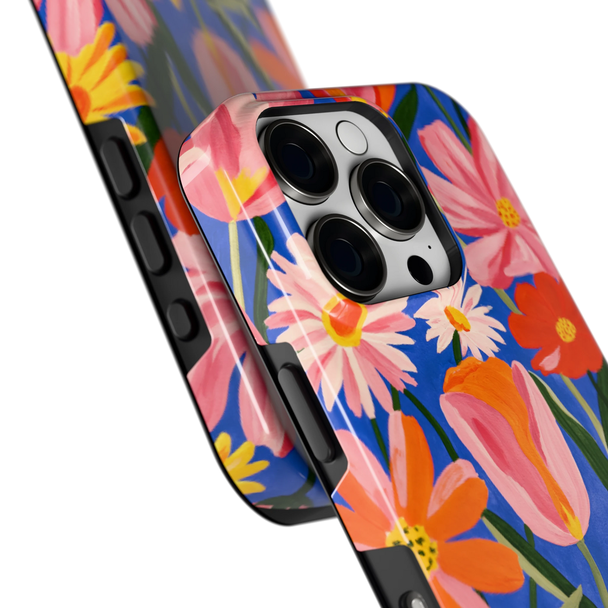 Geschilderde Tulpentuin hoesje voor iPhone 16 Pro, close-up