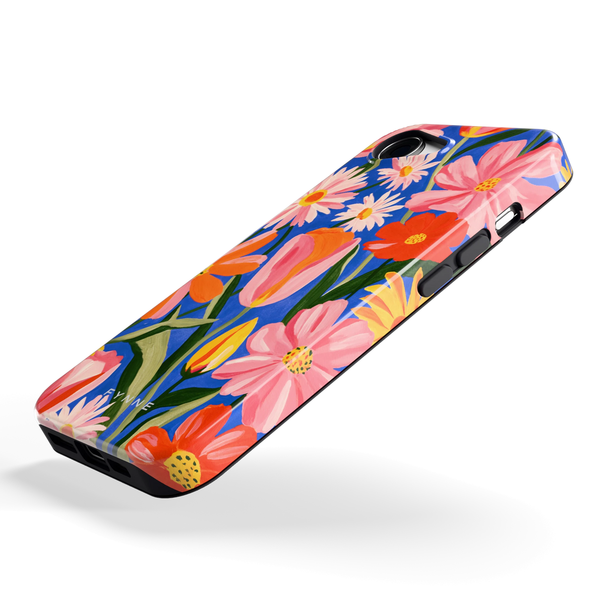 Geschilderde Tulpentuin hoesje voor iPhone 16e, schuin