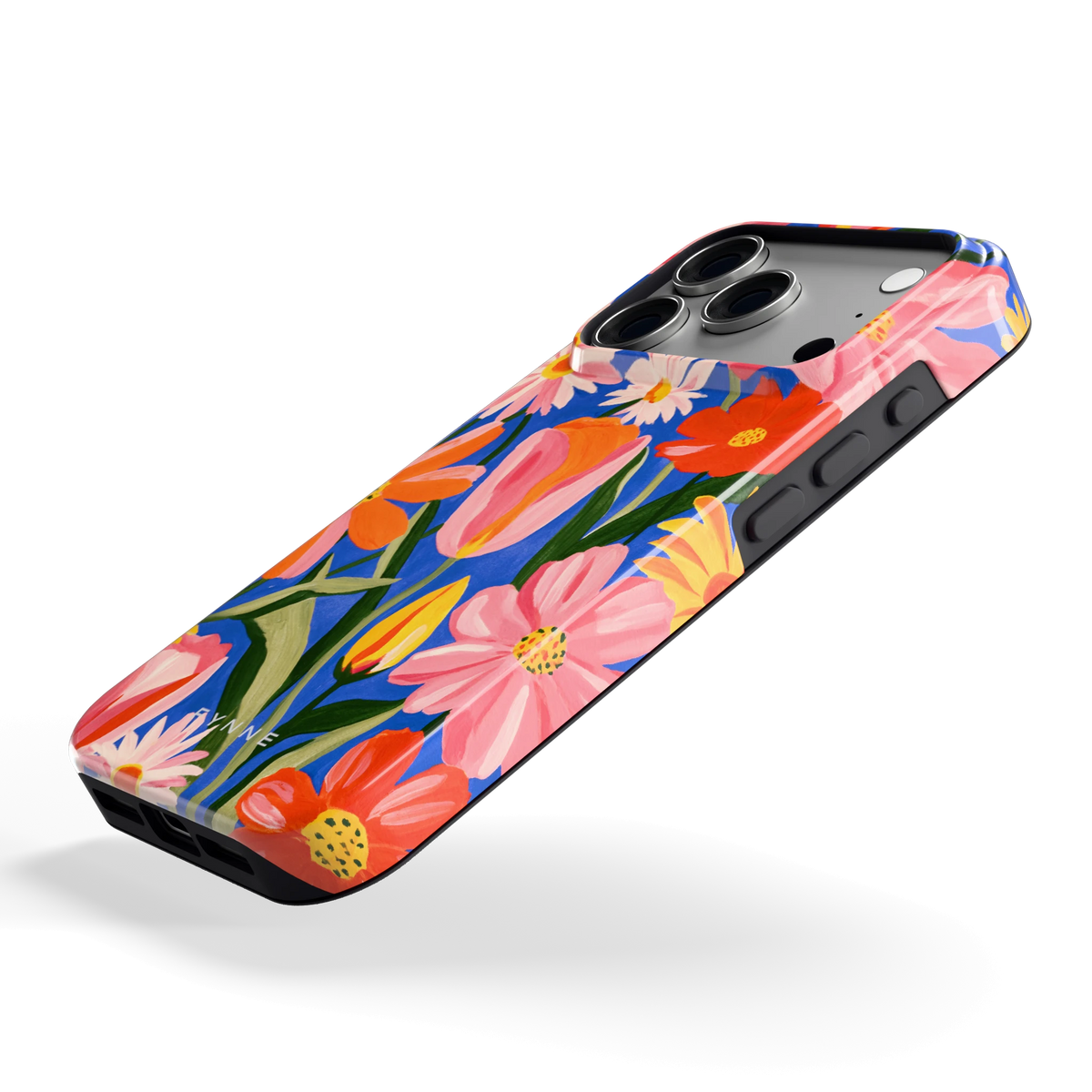 Geschilderde Tulpentuin hoesje voor iPhone 18 Pro, schuin