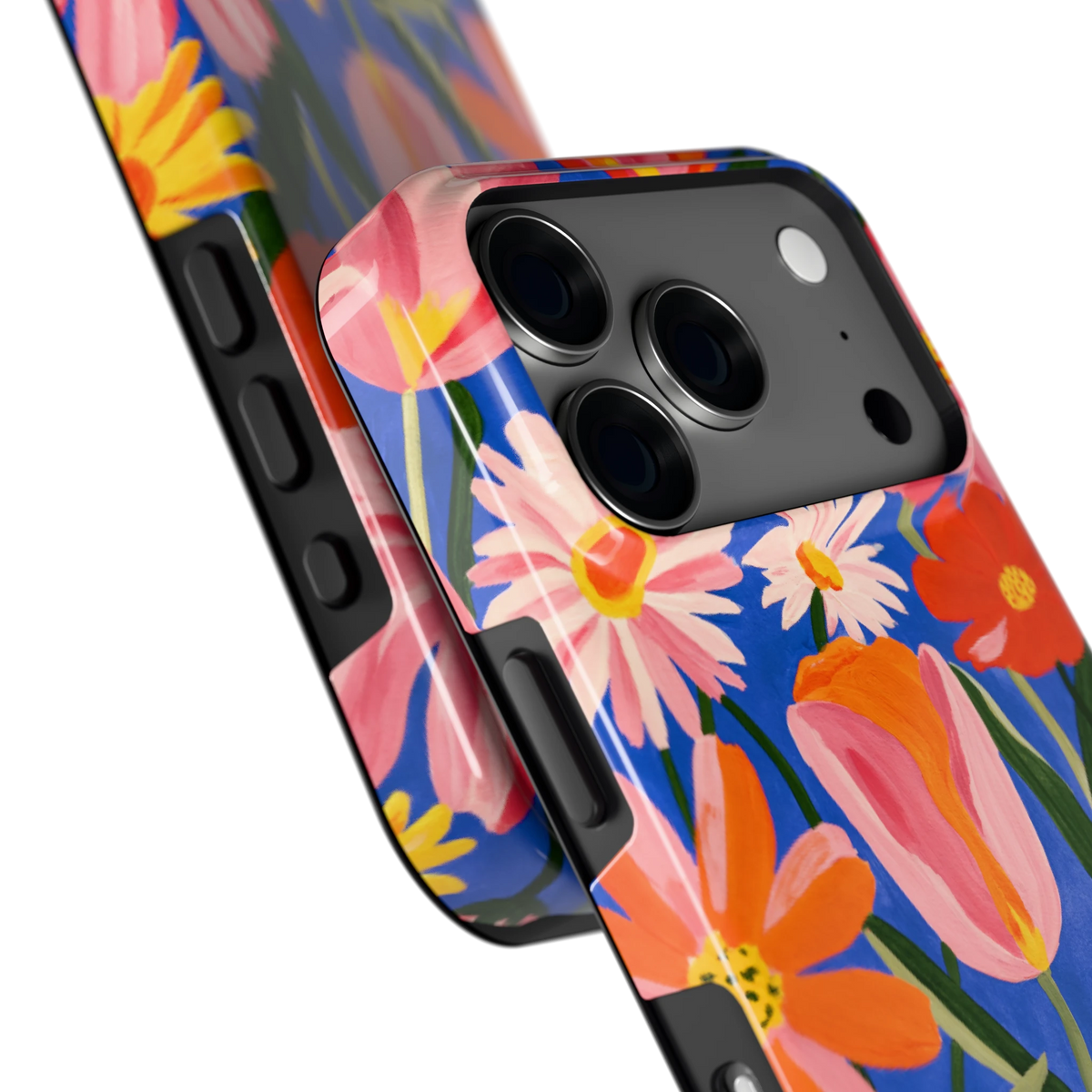 Geschilderde Tulpentuin hoesje voor iPhone 18 Pro, close-up