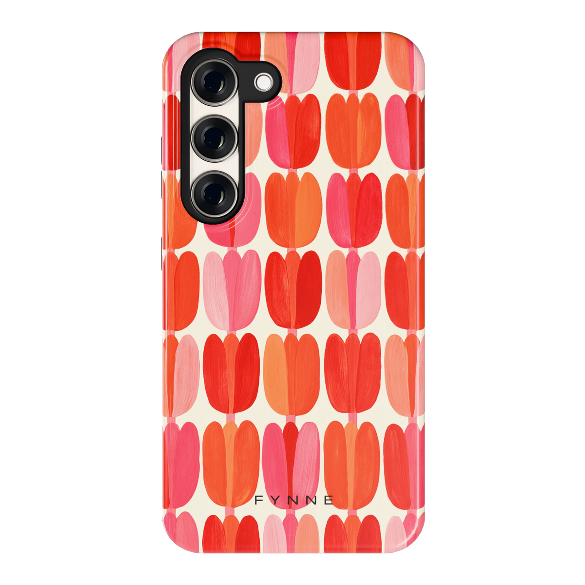 Geschilderde tulpenrijen hoesje voor Galaxy S23, achterkant