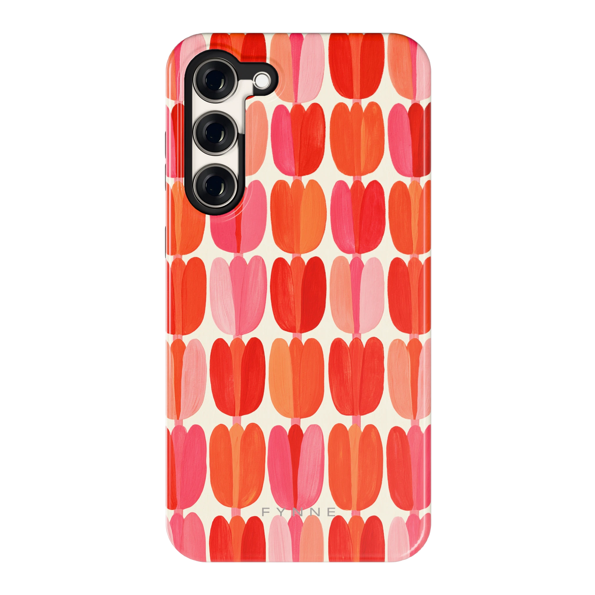 Geschilderde tulpenrijen hoesje voor Galaxy S23+, achterkant