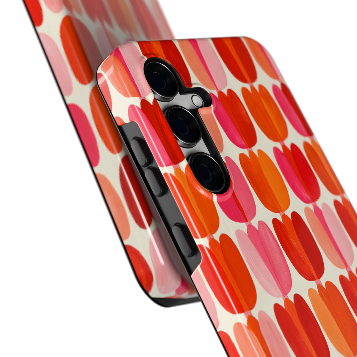 Geschilderde tulpenrijen hoesje voor Galaxy S24 FE, close-up