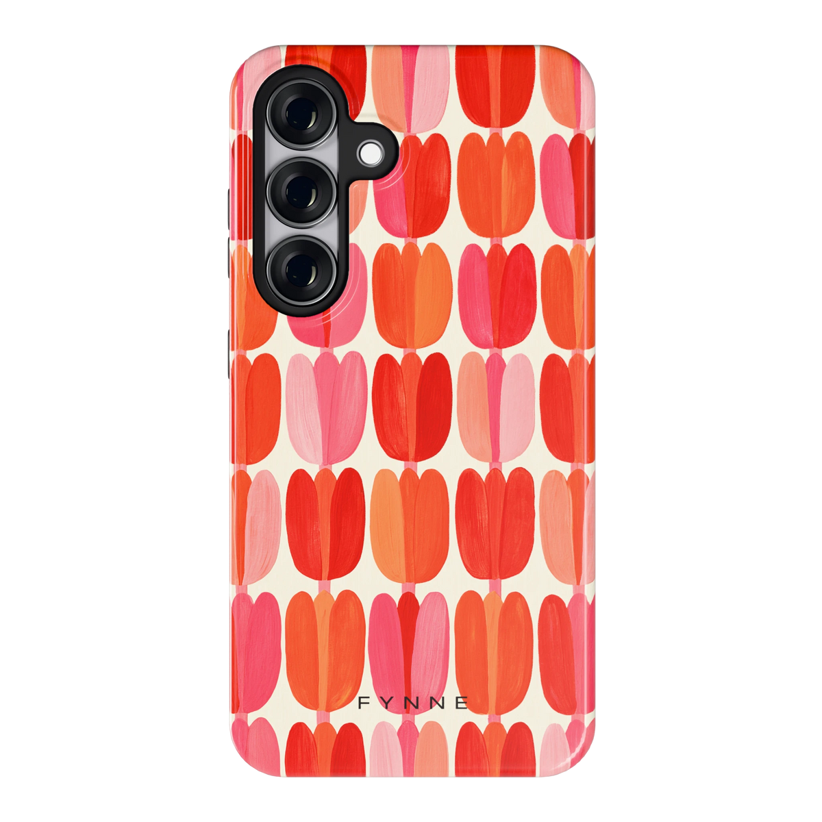 Geschilderde tulpenrijen hoesje voor Galaxy S25, achterkant