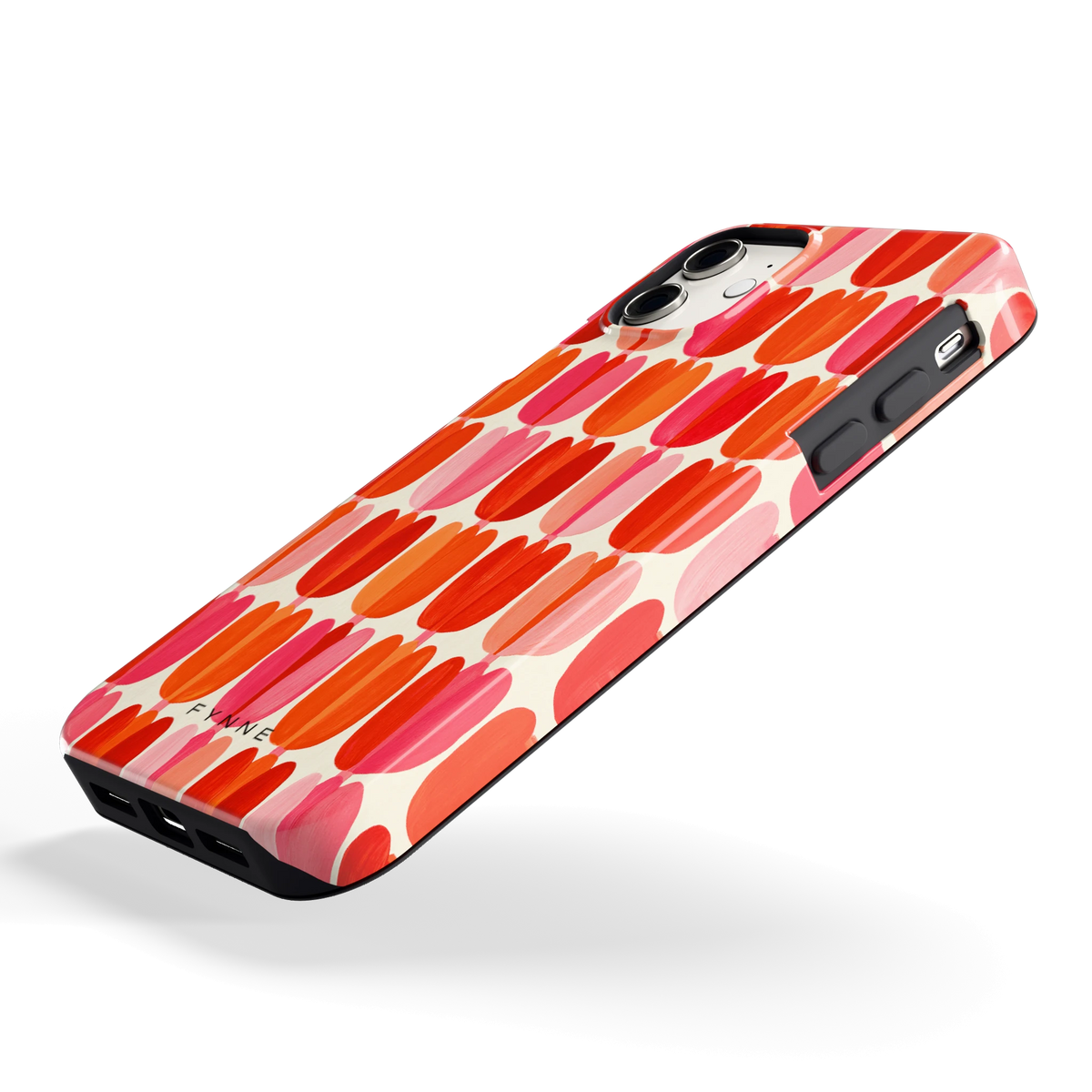 Geschilderde tulpenrijen hoesje voor iPhone 11, schuin