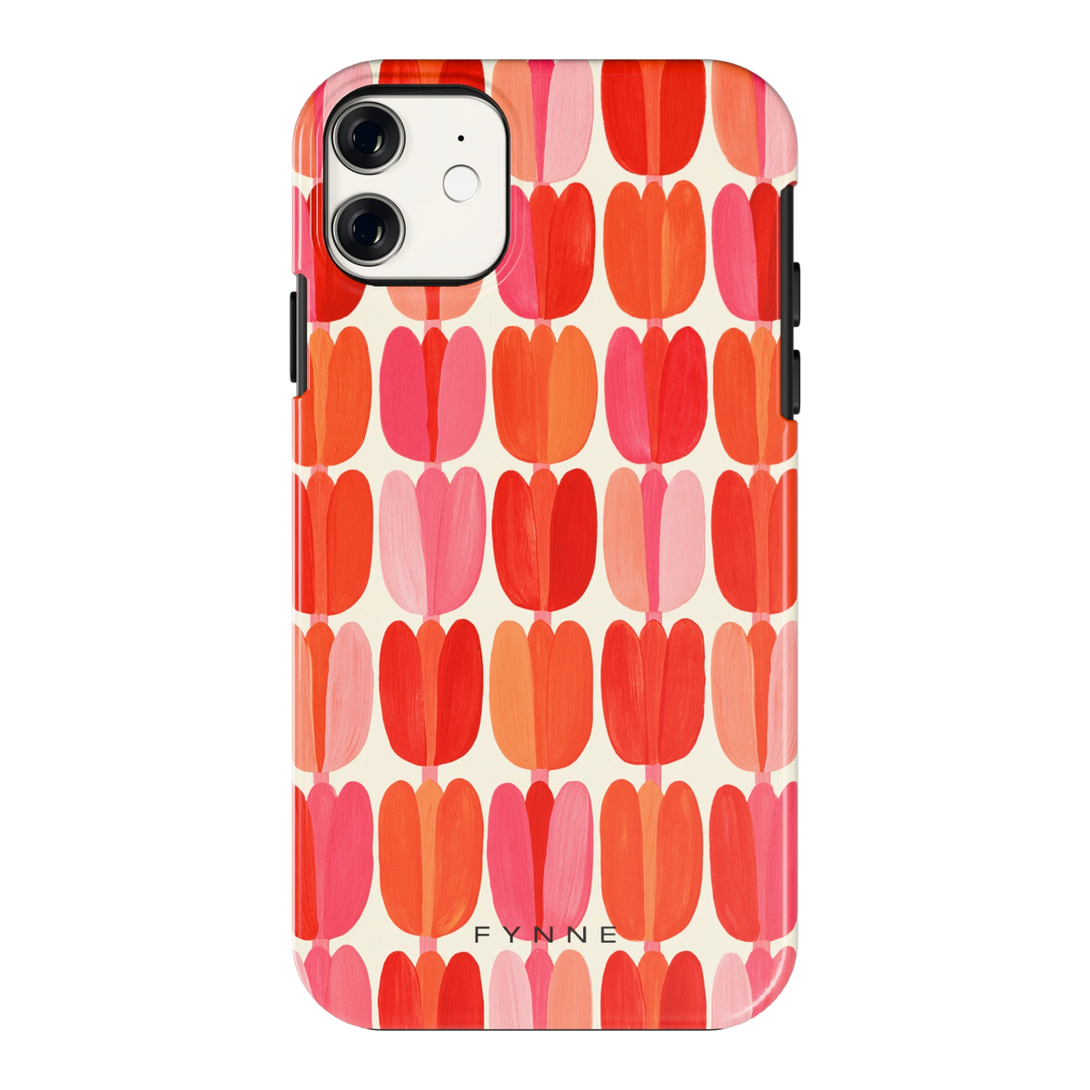Geschilderde tulpenrijen hoesje voor iPhone 11, achterkant