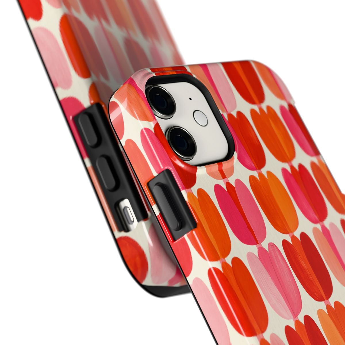 Geschilderde tulpenrijen hoesje voor iPhone 11, close-up