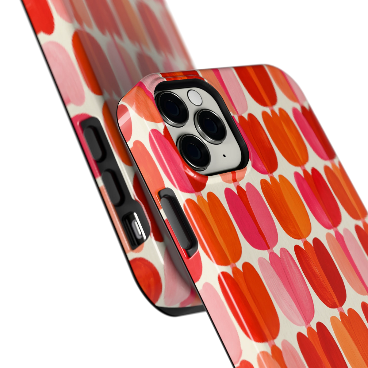 Geschilderde tulpenrijen hoesje voor iPhone 11 Pro Max, close-up