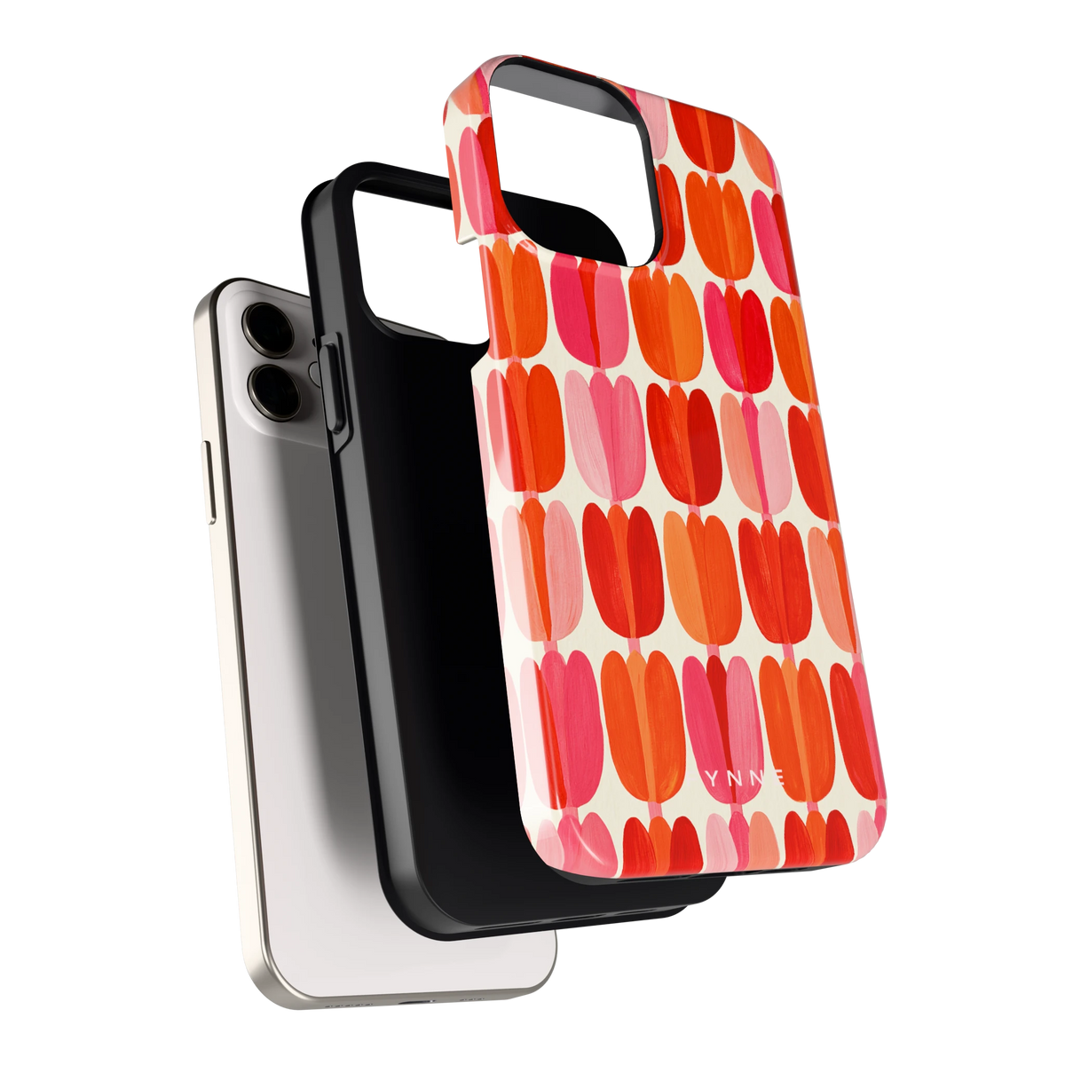 Geschilderde tulpenrijen hoesje voor iPhone 12, los van de telefoon