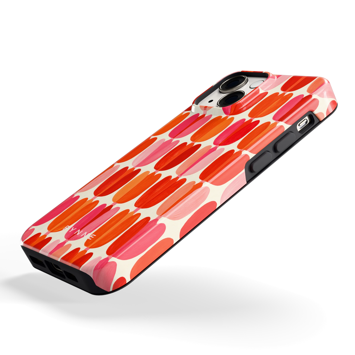 Geschilderde tulpenrijen hoesje voor iPhone 13 mini, schuin