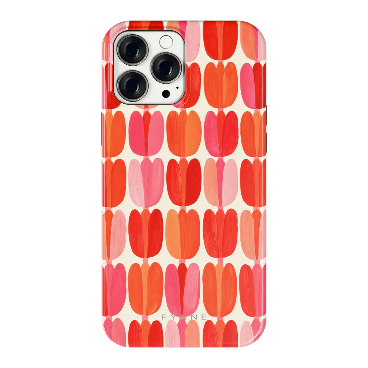 Geschilderde tulpenrijen hoesje voor iPhone 13 Pro Max, achterkant