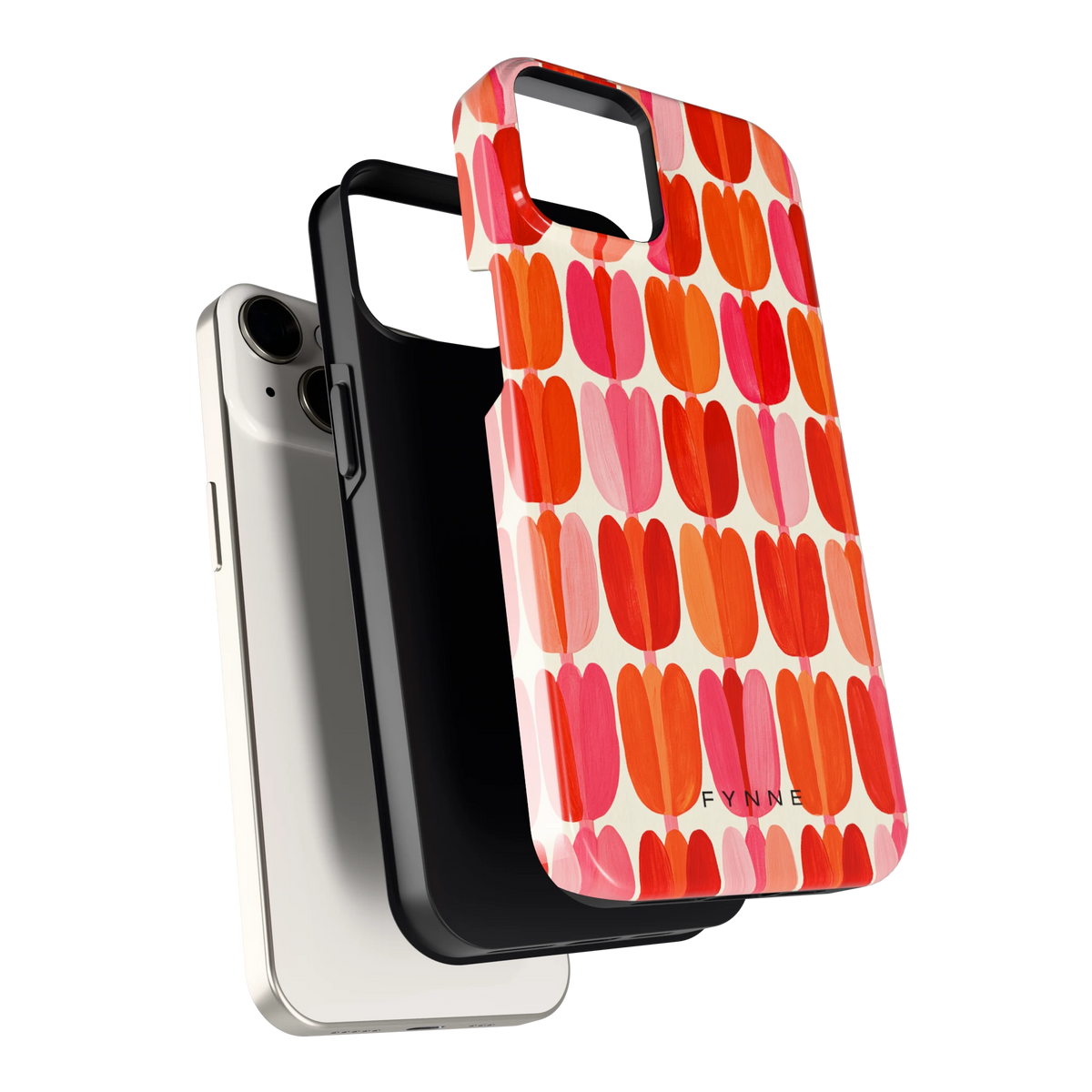 Geschilderde tulpenrijen hoesje voor iPhone 14, los van de telefoon