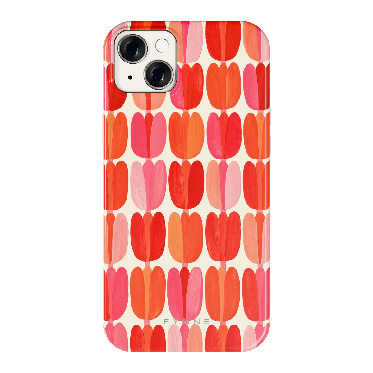 Geschilderde tulpenrijen hoesje voor iPhone 14 Plus, achterkant