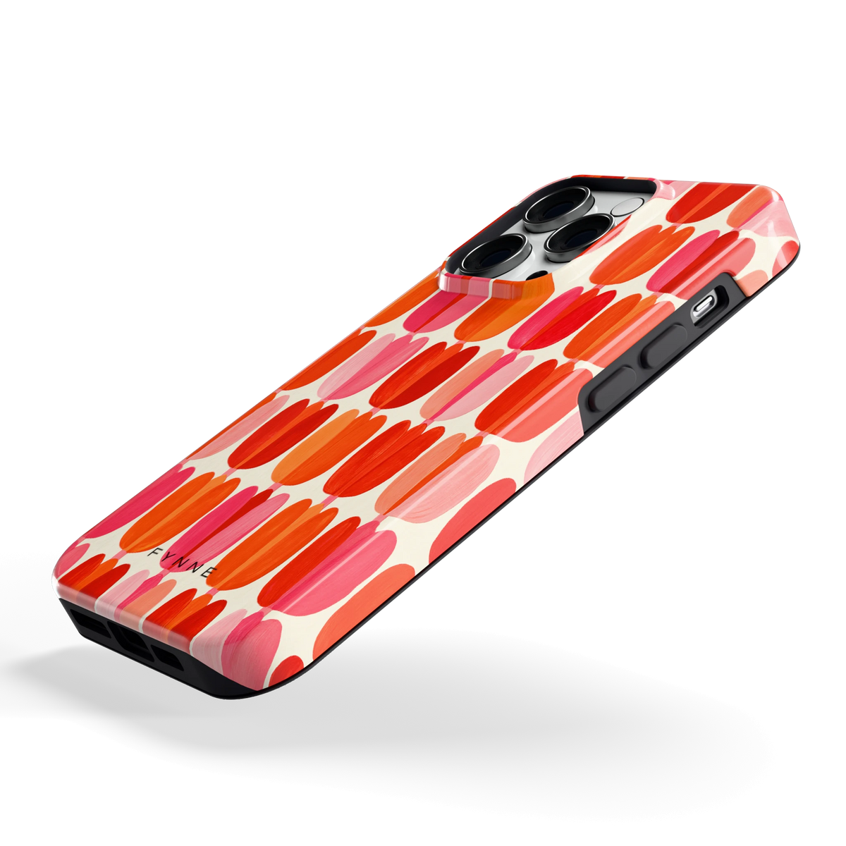 Geschilderde tulpenrijen hoesje voor iPhone 14 Pro, schuin