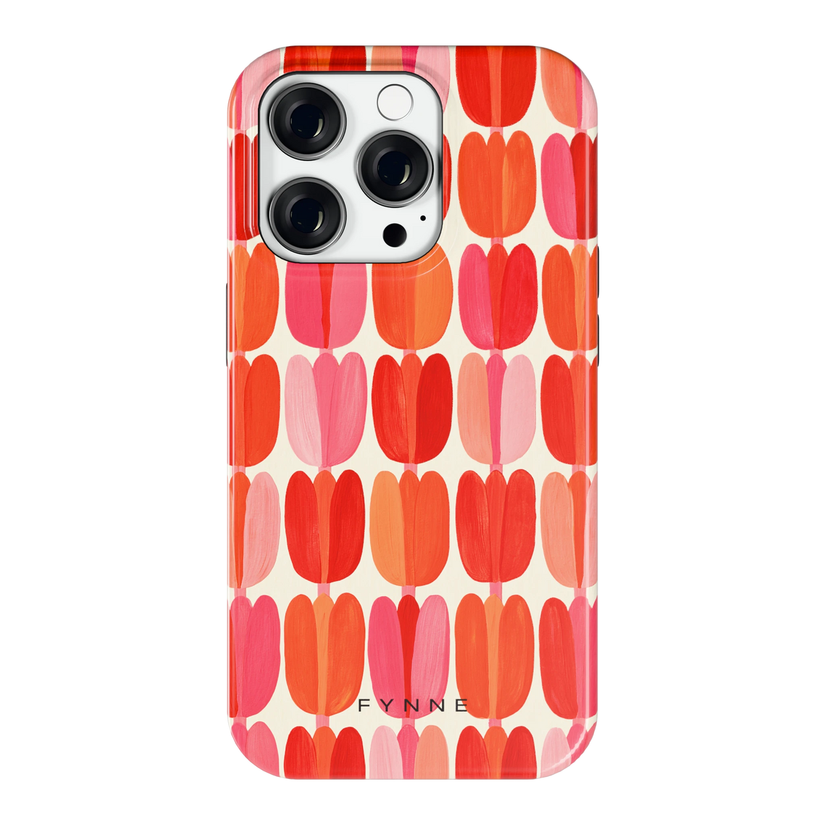 Geschilderde tulpenrijen hoesje voor iPhone 14 Pro, achterkant