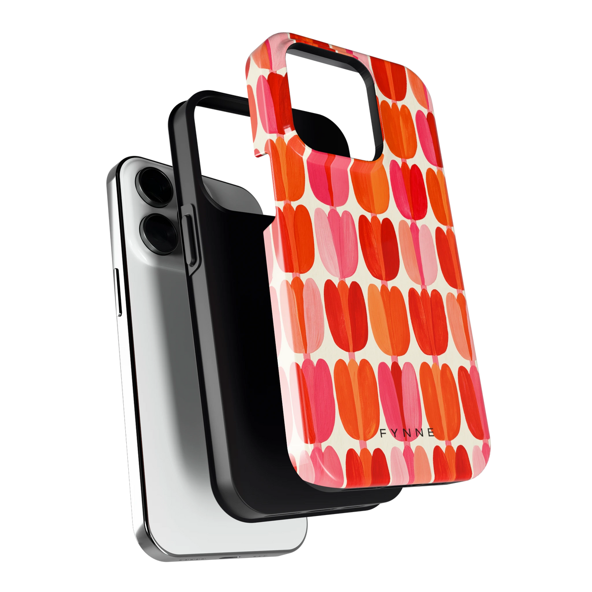Geschilderde tulpenrijen hoesje voor iPhone 14 Pro, los van de telefoon