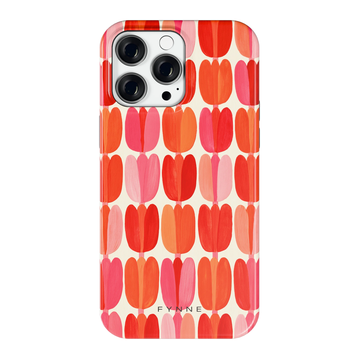 Geschilderde tulpenrijen hoesje voor iPhone 14 Pro Max, achterkant