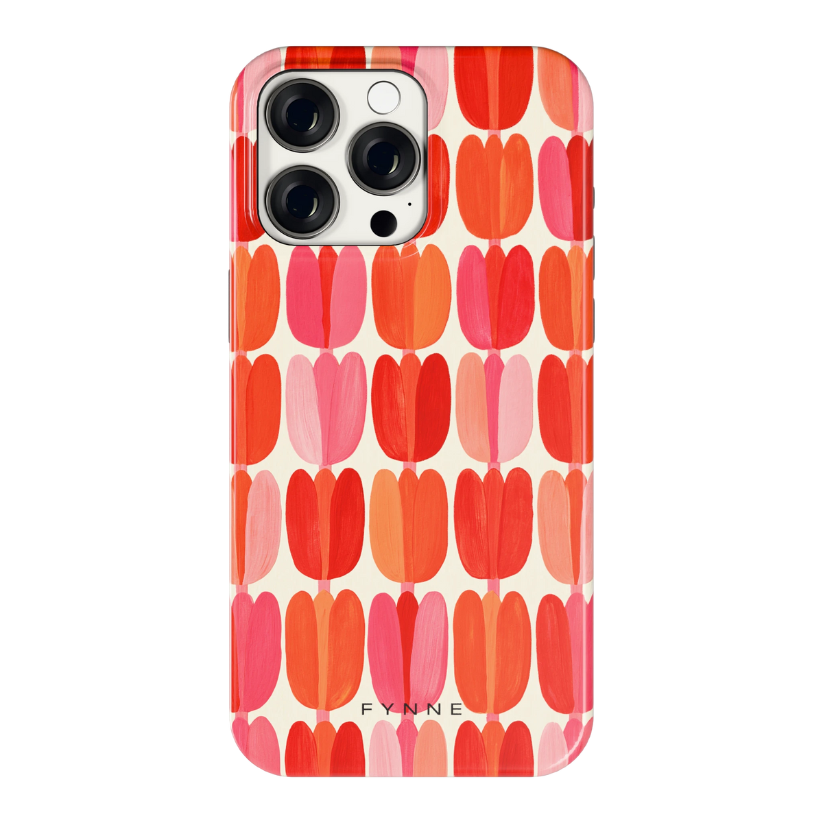 Geschilderde tulpenrijen hoesje voor iPhone 15 Pro Max, achterkant
