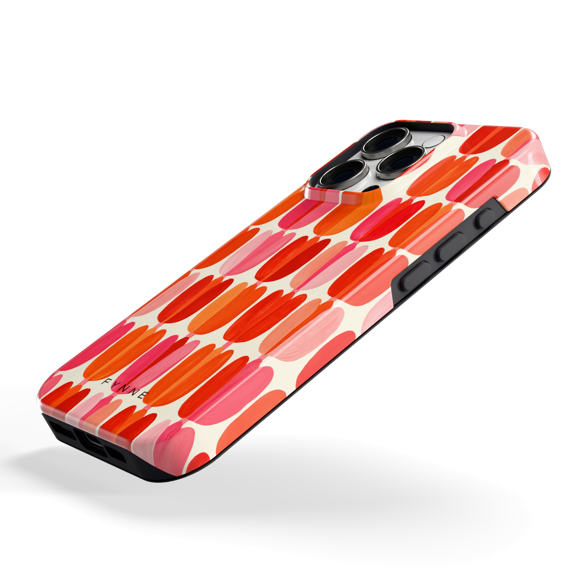 Geschilderde tulpenrijen hoesje voor iPhone 16 Pro, schuin