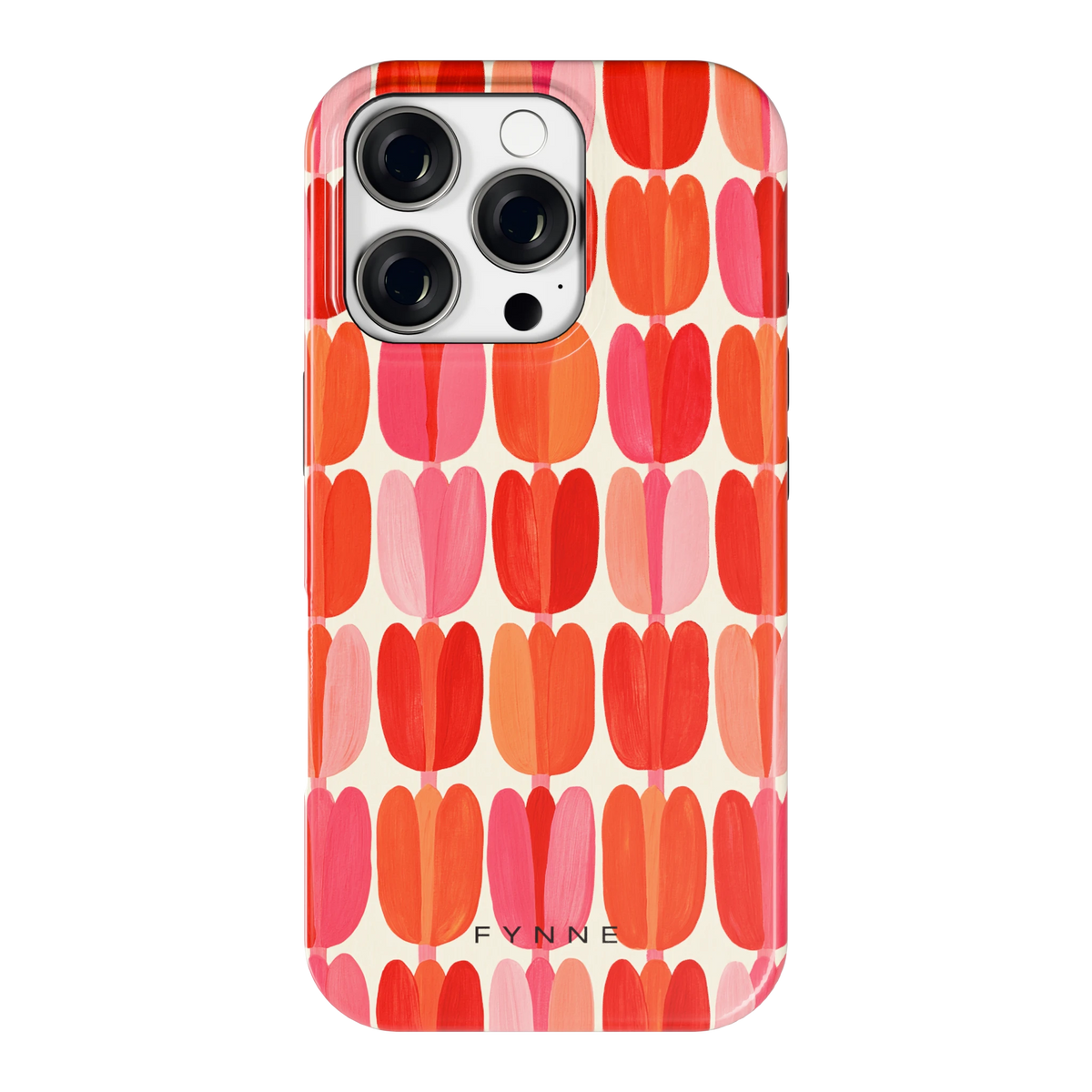 Geschilderde tulpenrijen hoesje voor iPhone 16 Pro, achterkant