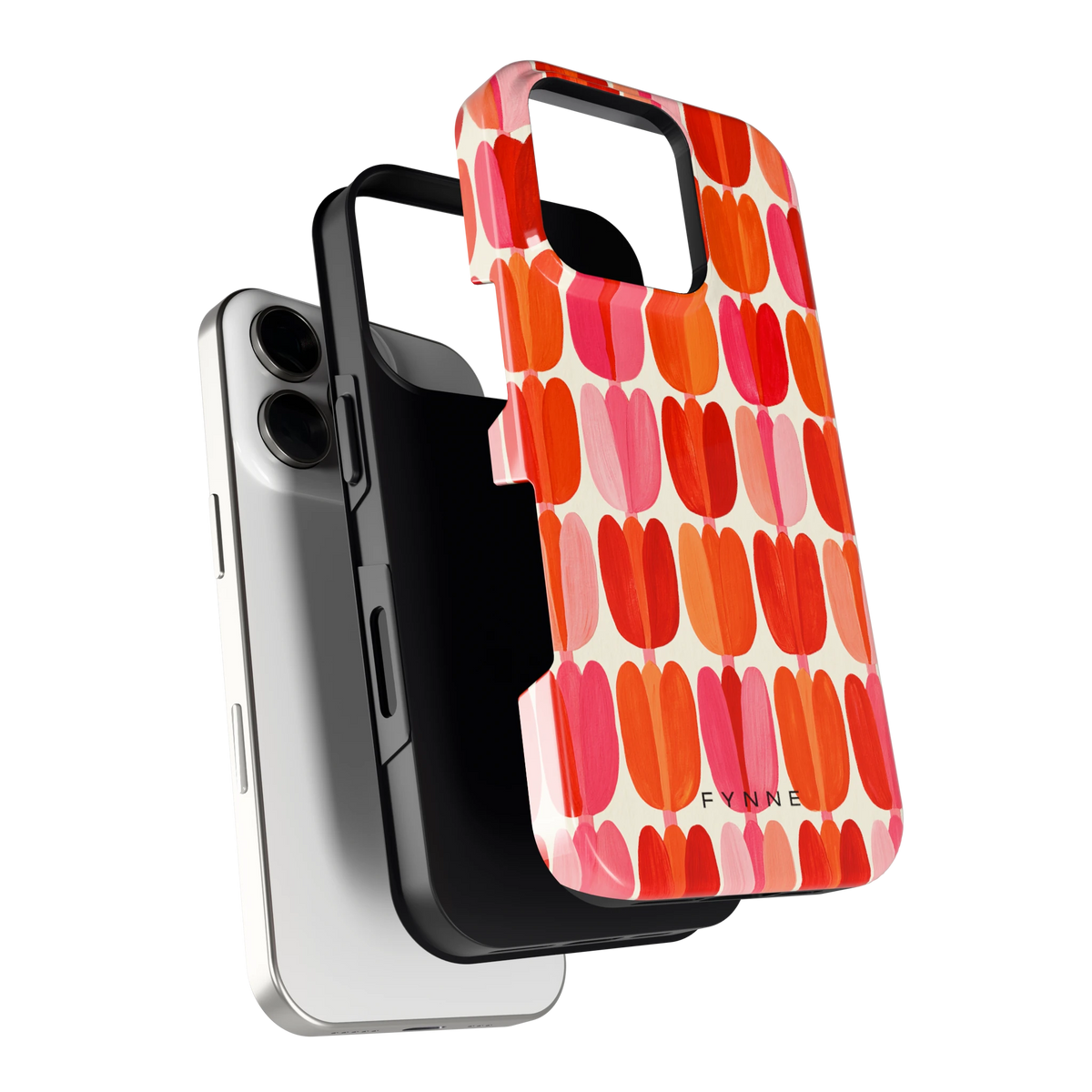 Geschilderde tulpenrijen hoesje voor iPhone 16 Pro, los van de telefoon