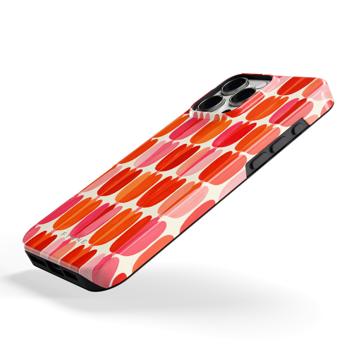 Geschilderde tulpenrijen hoesje voor iPhone 16 Pro Max, schuin